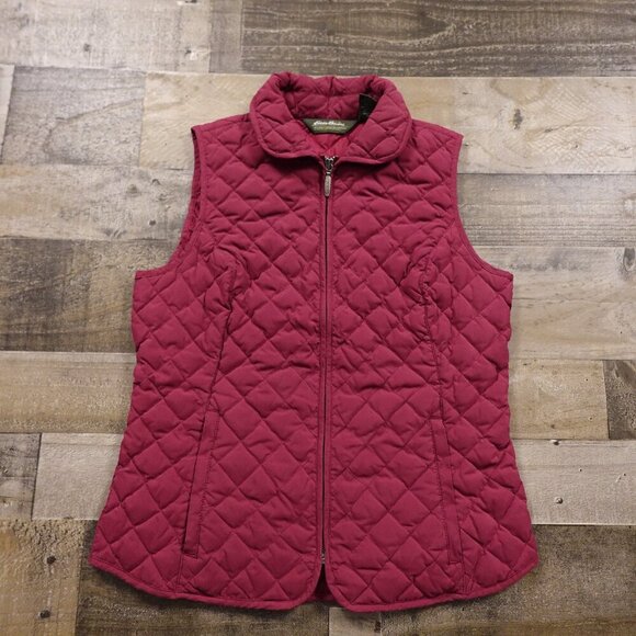 Eddie Bauer Quilted Goose Down Vest - Women's Size Small - Burgundy - Picture 1 of 12